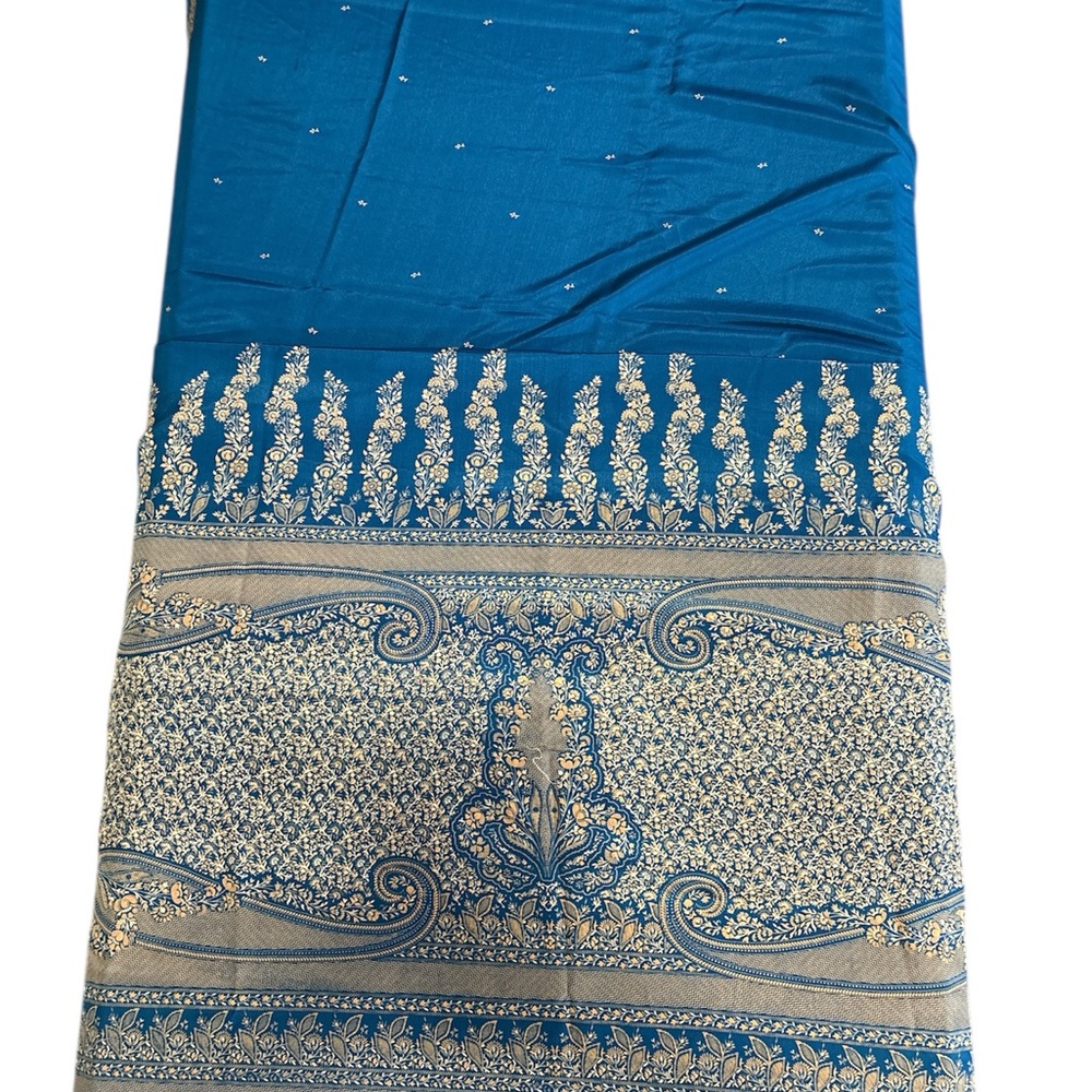 Elegant Blue and Gold Saree